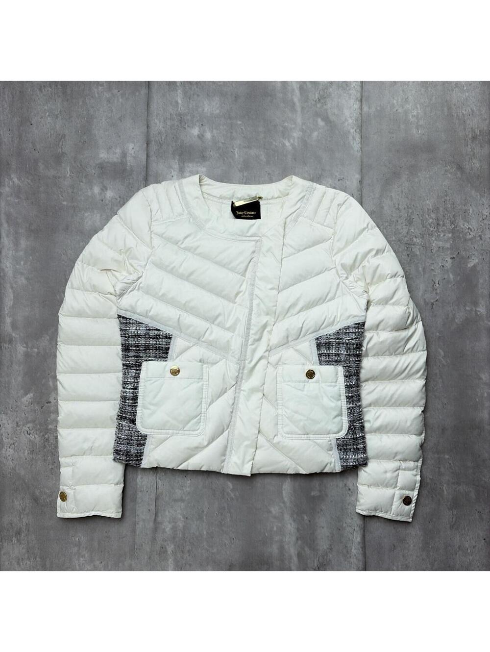 Y2K White Juicy Couture Grunge Gothic Puffer Jacket